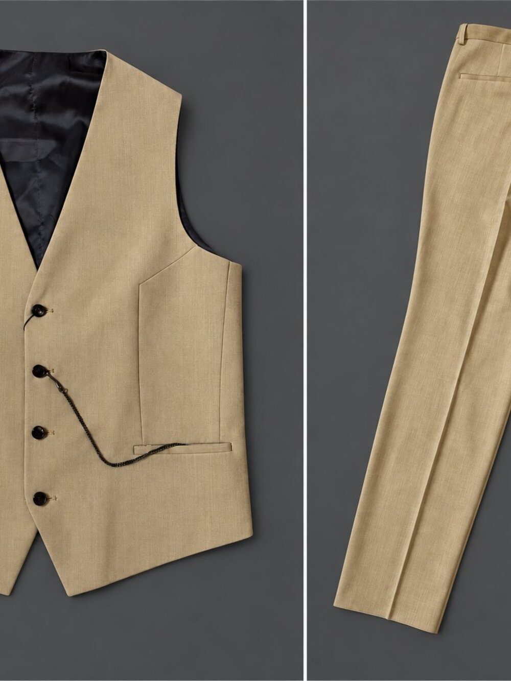 HUGO Extra Slim Fit Vest & Trousers Set – Beige – Size IT/FR 50 / US 40R